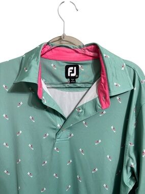 Footjoy Sz Md Printed Sneakers Pattern Golf Polo